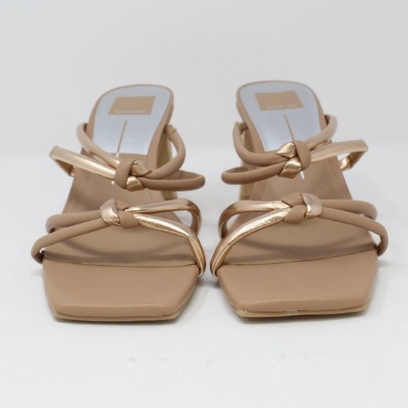 Dolce Vita beige & gold knotted Square Toe Strappy heeled Sandals - Picture 3 of 10